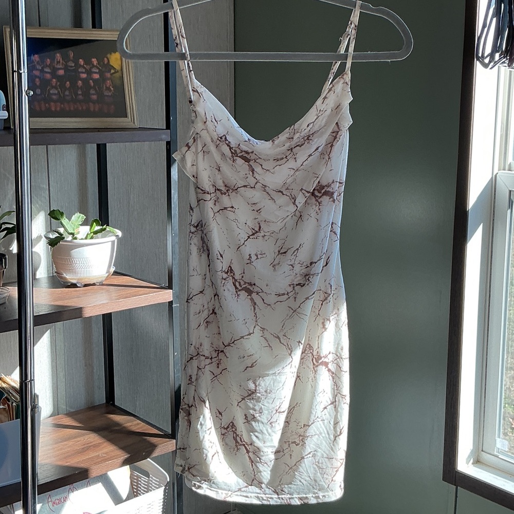 Forever 21 White and Brown Marble Dress